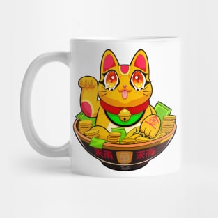 Cute Maneki Neko Ramen T-Shirt 4 Mug